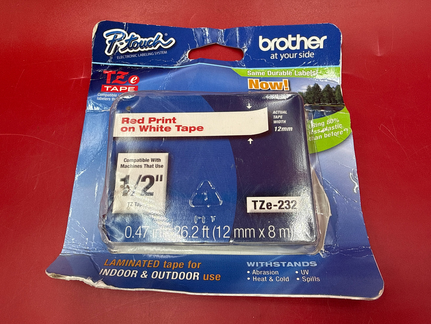 Brother-P-Touch-TZe-Adhesive-Tape-Cassette---47--Red-on-White-