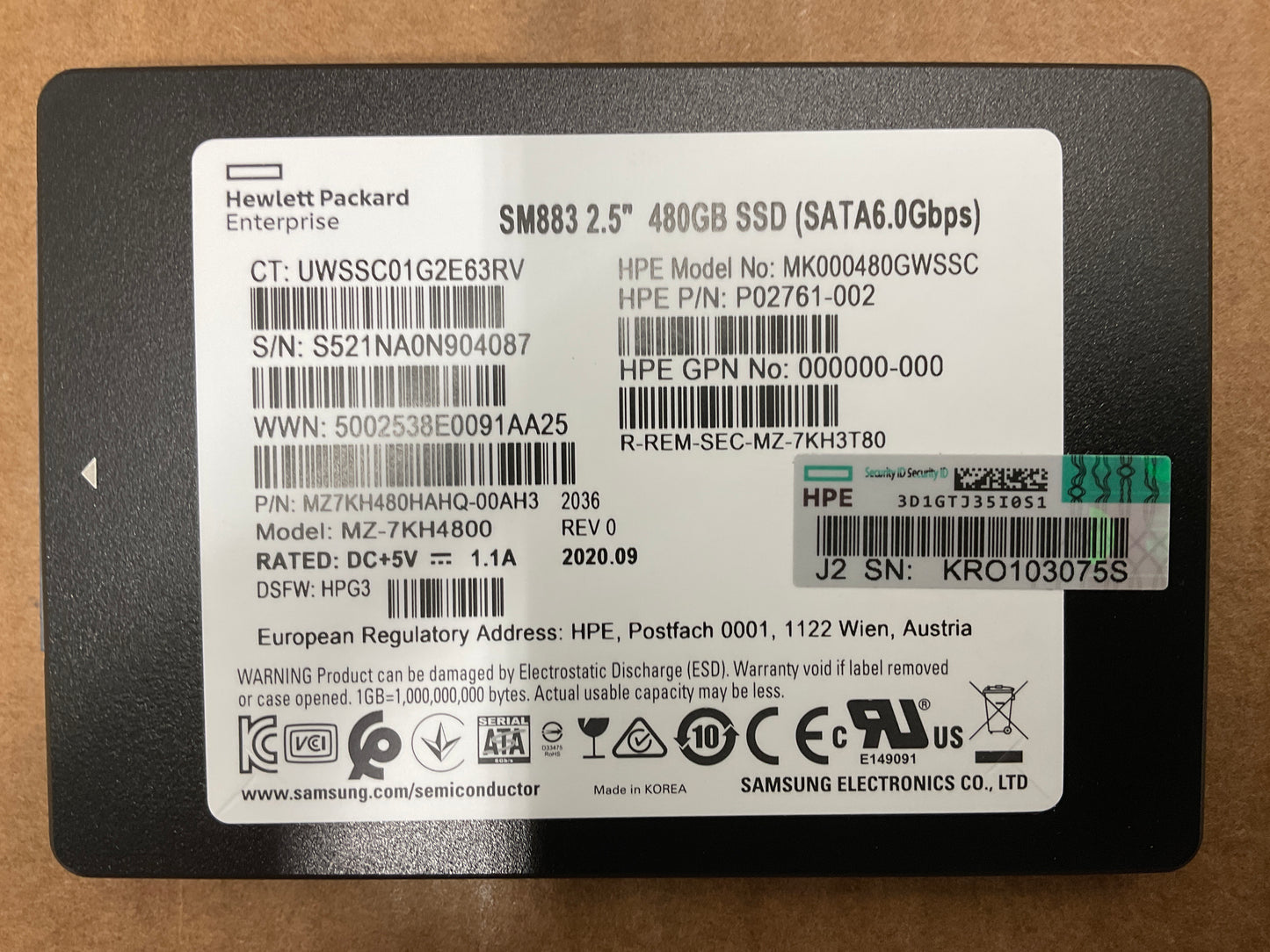 HPE-480GB-Mixed-Use-SATA3-SSD-Drive--Gen10-SFF-Hot-Swap-