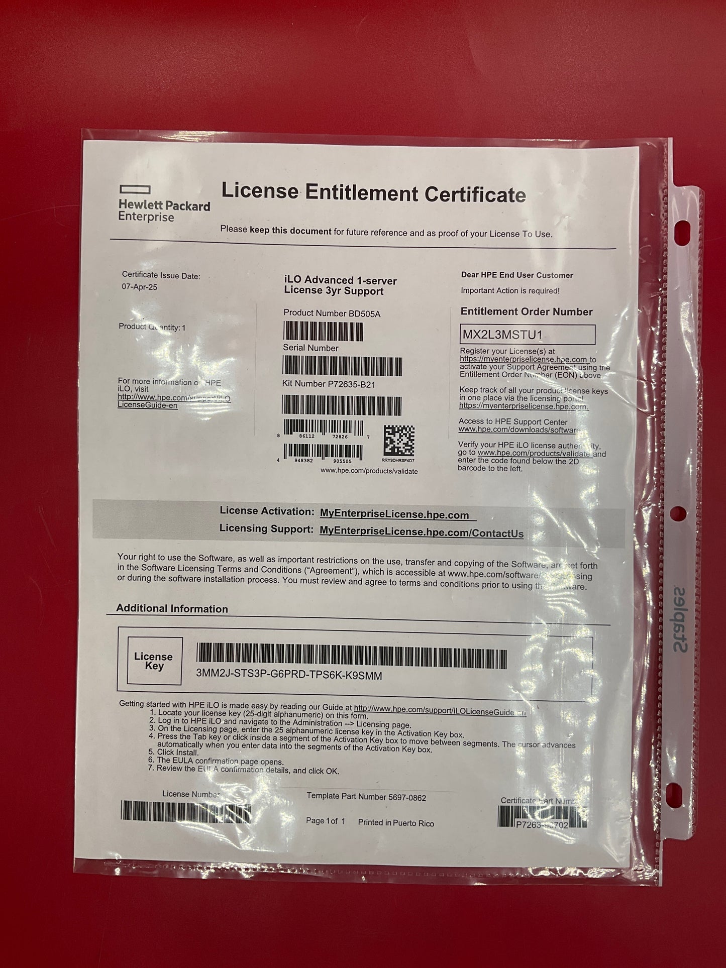 HPE-Integrated-iLO-Lights-Out-Edition-Advance-License--DL360-ML30-