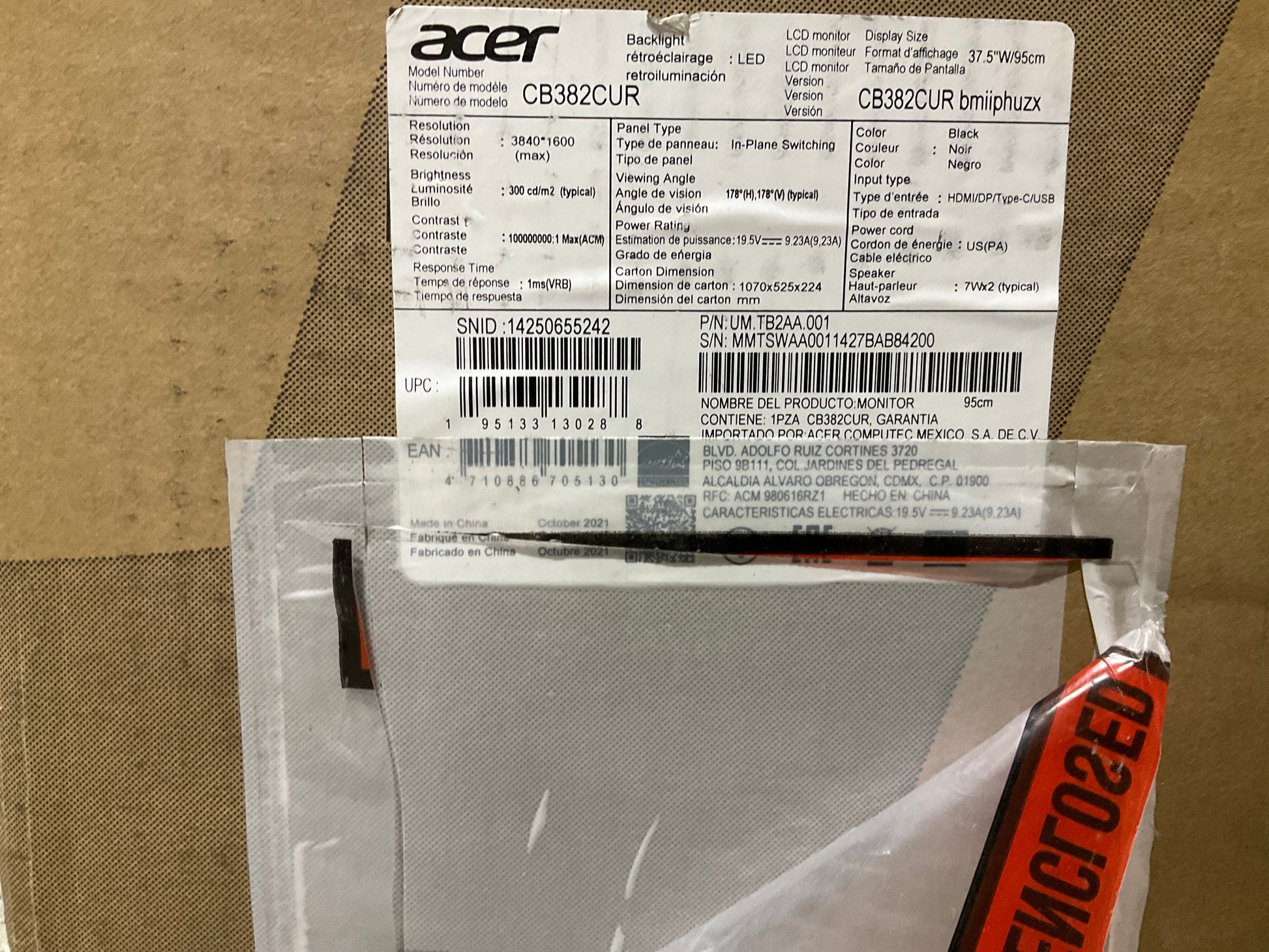 Acer-CB382CURbmiiphuzx-37-5--USB-C-Curved-LED-LCD-Monitor--UWQHD-