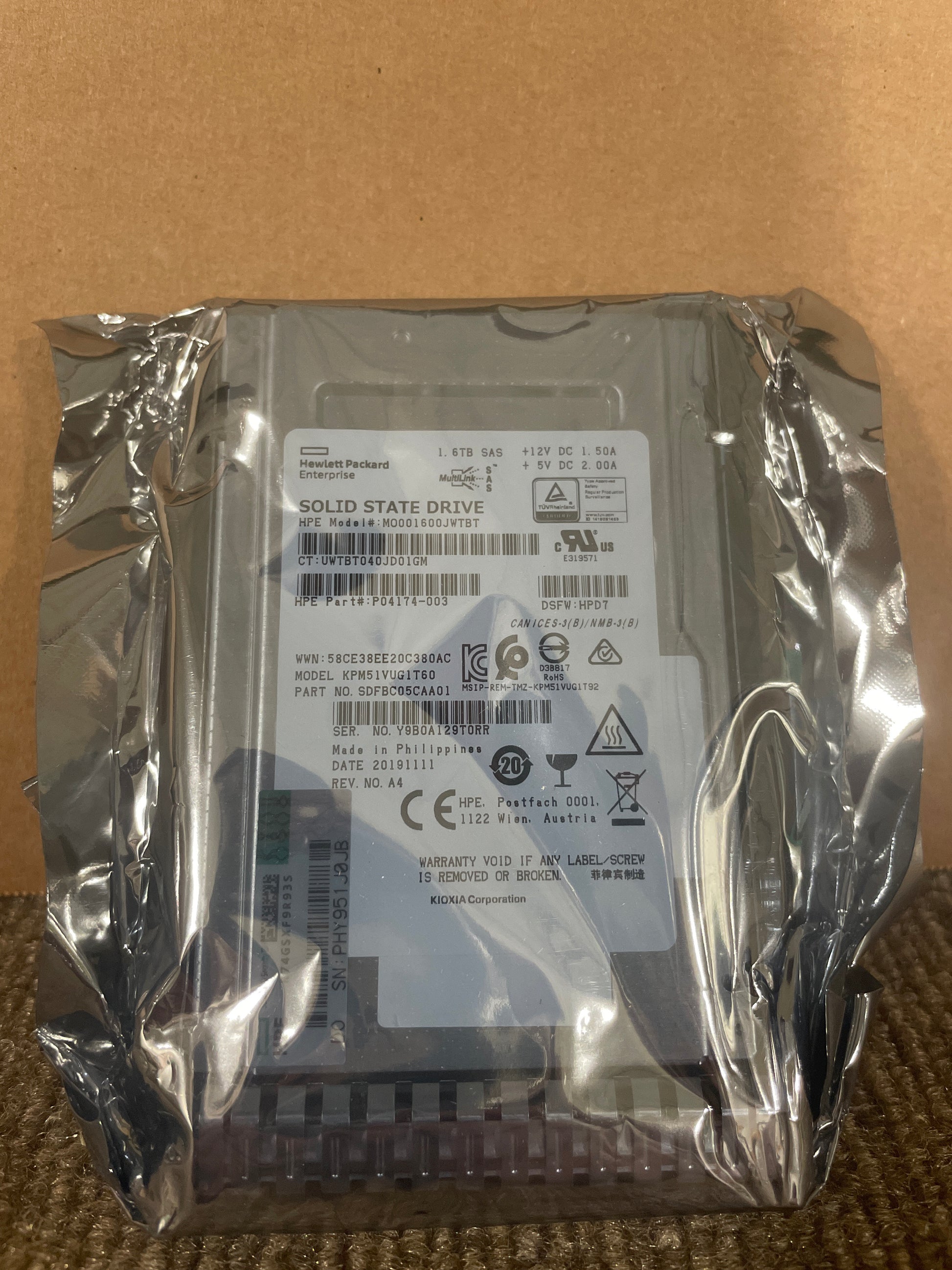 HPE-1-6TB-Mixed-Use-SAS3-SSD-Drive--Gen10-SFF-Hot-Swap-