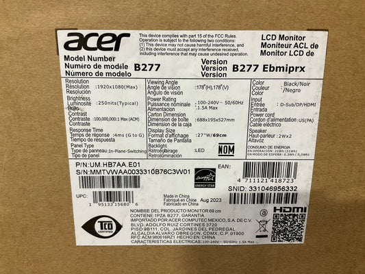 Acer-Vero-B277-27--LED-LCD-Monitor--1080p-