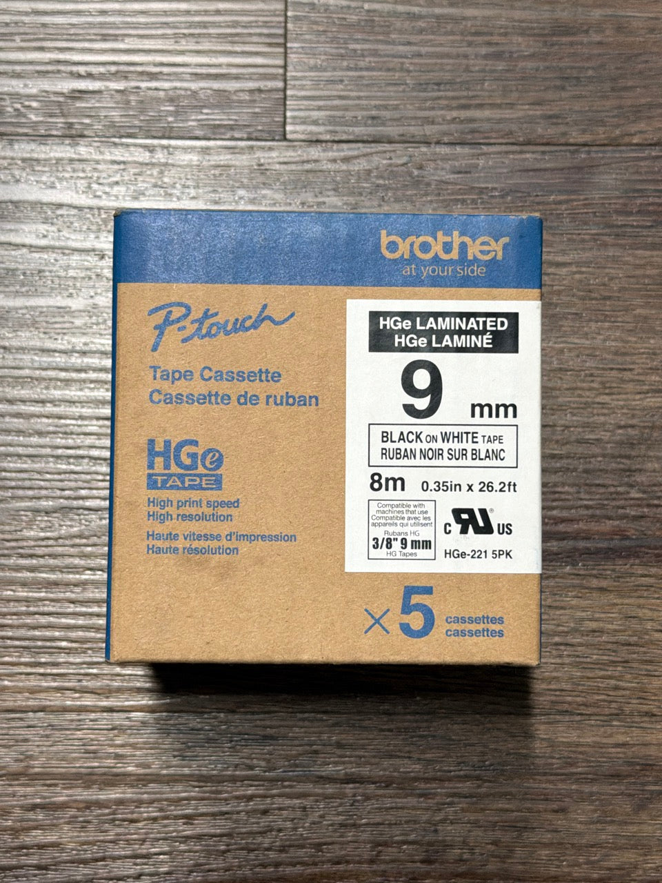 Brother-P-Touch-HGe-Adhesive-Tape-Cassette--9mm-Black-on-White---5-pack-