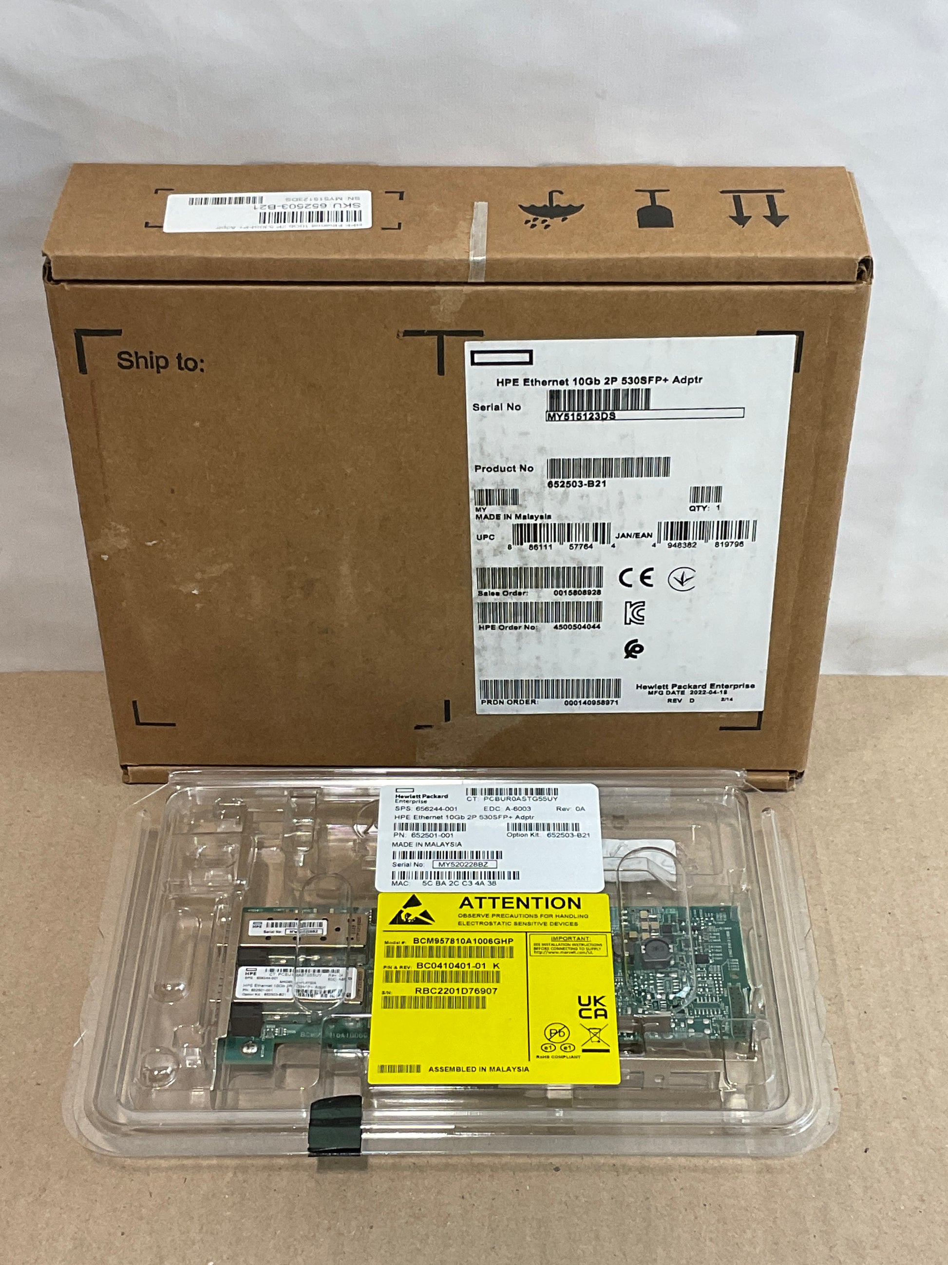 HPE-530SFP-Dual-Port-10-Gigabit-PCI-E3x8-Ethernet-Card