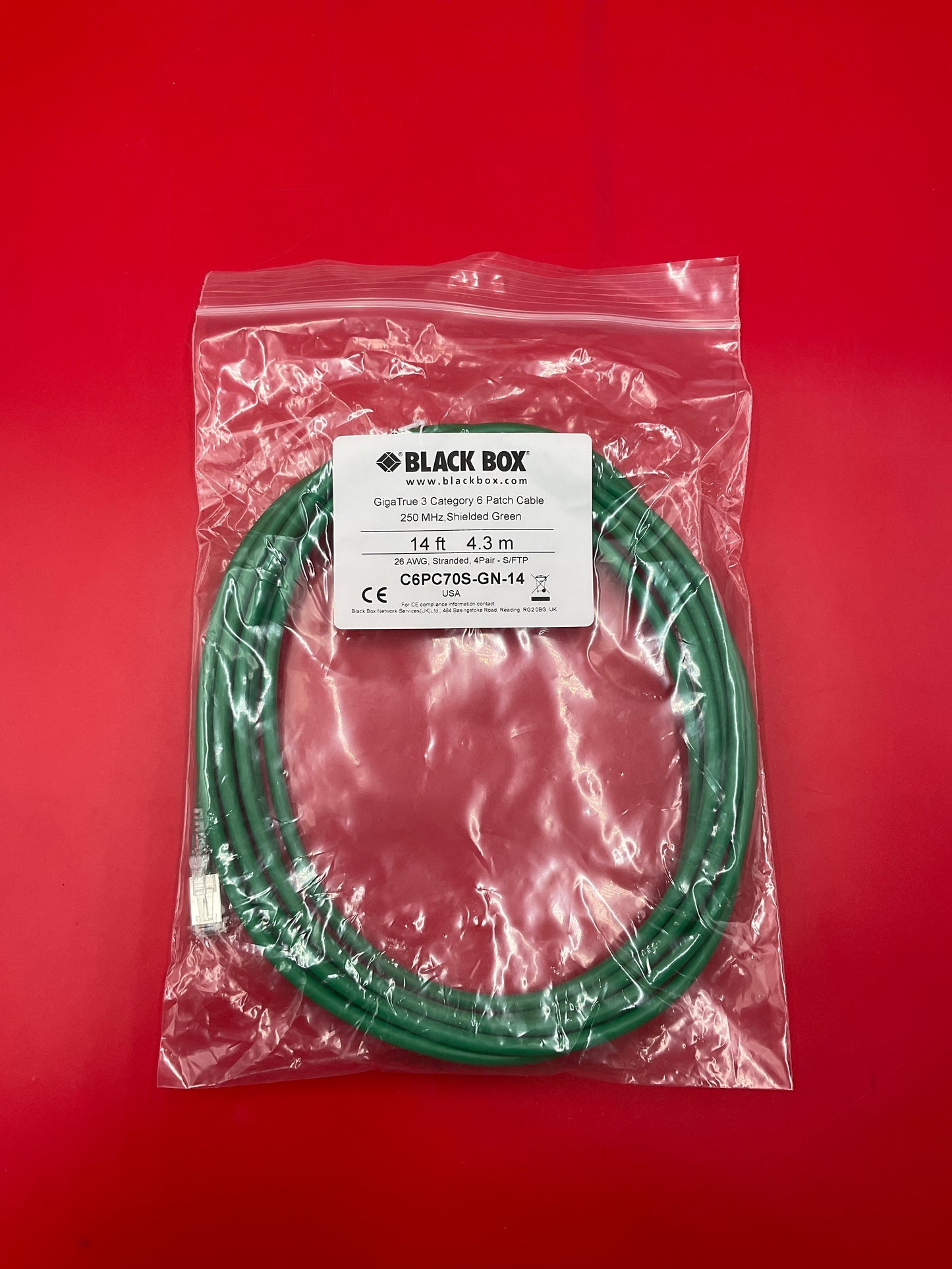 BlackBox-Gigatrue-550-CAT-6-Patch-Cable,-Snagless---14-feet--green-