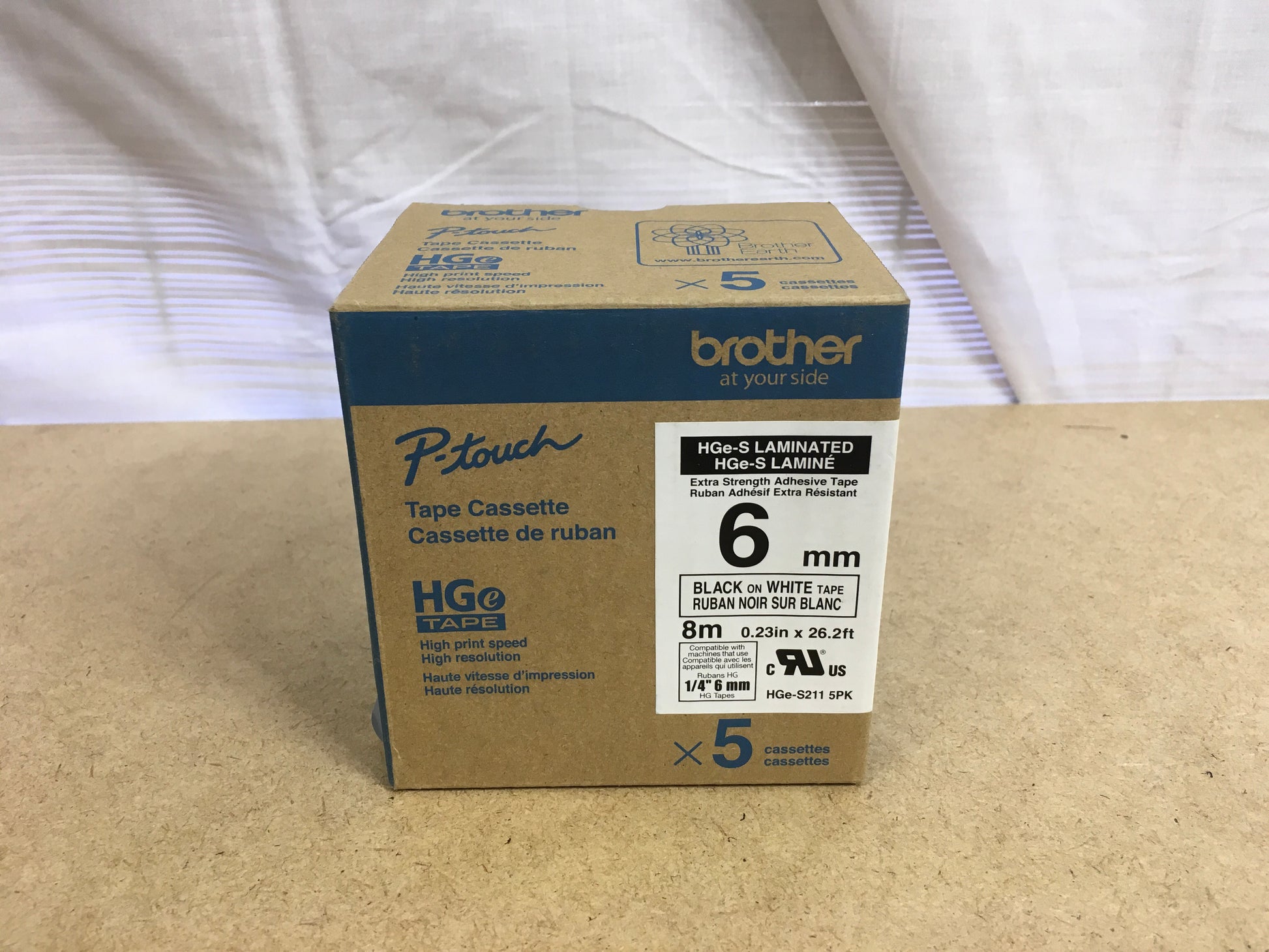Brother-P-Touch-HGe-Adhesive-Tape-Cassette--6mm-Black-on-White---5-pack-