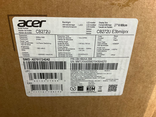 Acer-Vero-CB272UE3bmiiprx-27--LED-LCD-Monitor--QHD-