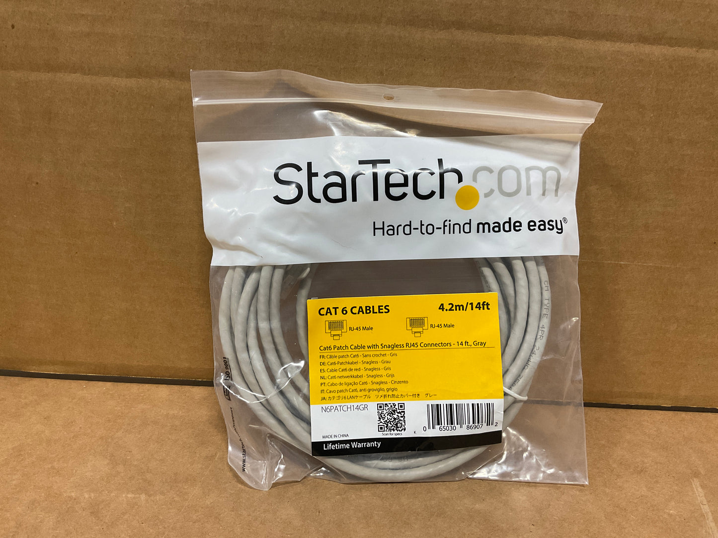StarTech-RJ45-CAT-6-Patch-Cable,-Molded---14-feet--gray-