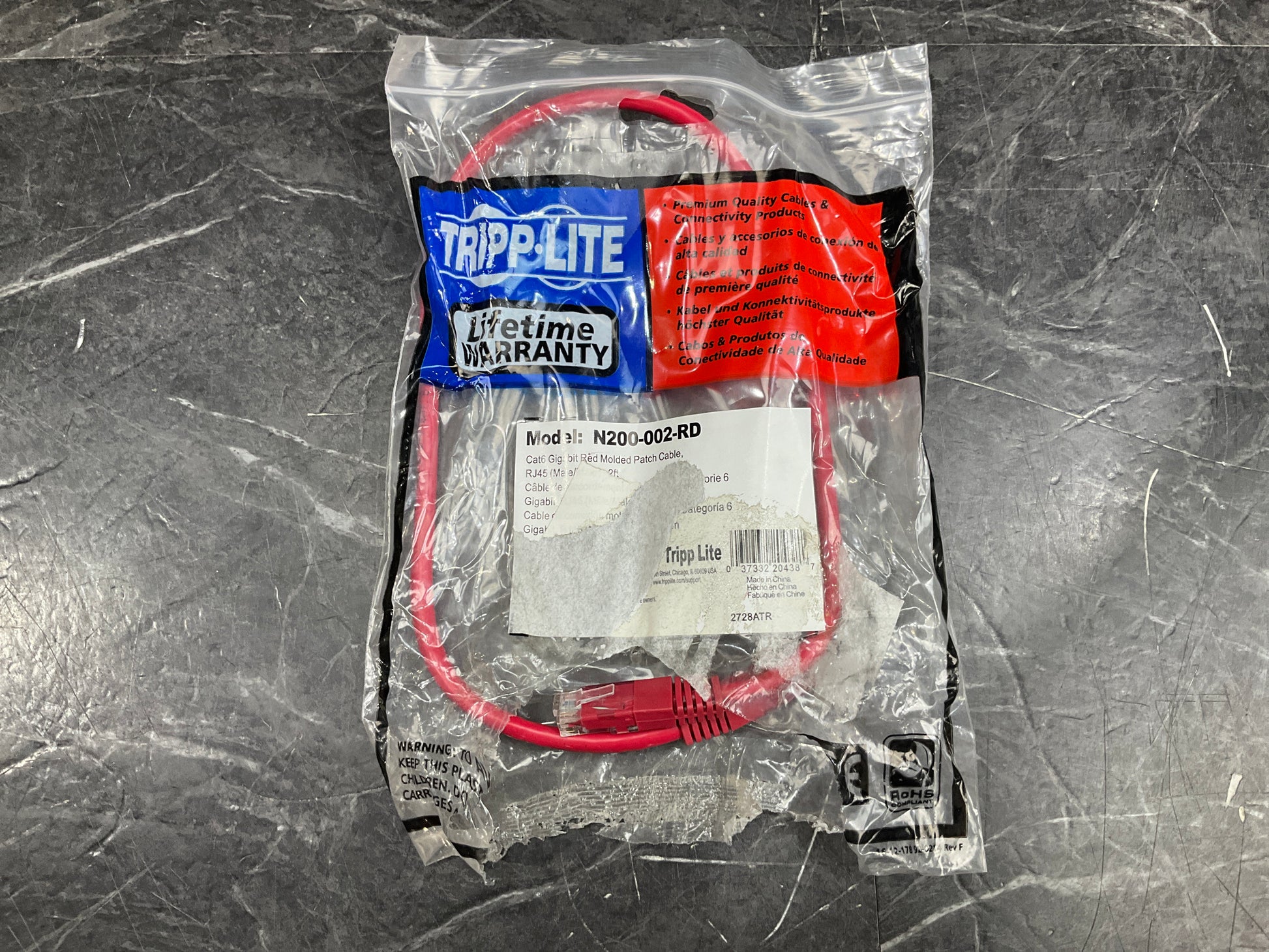 Tripp-Lite-RJ45-CAT-6-Patch-Cable,-Molded---2-feet--red--