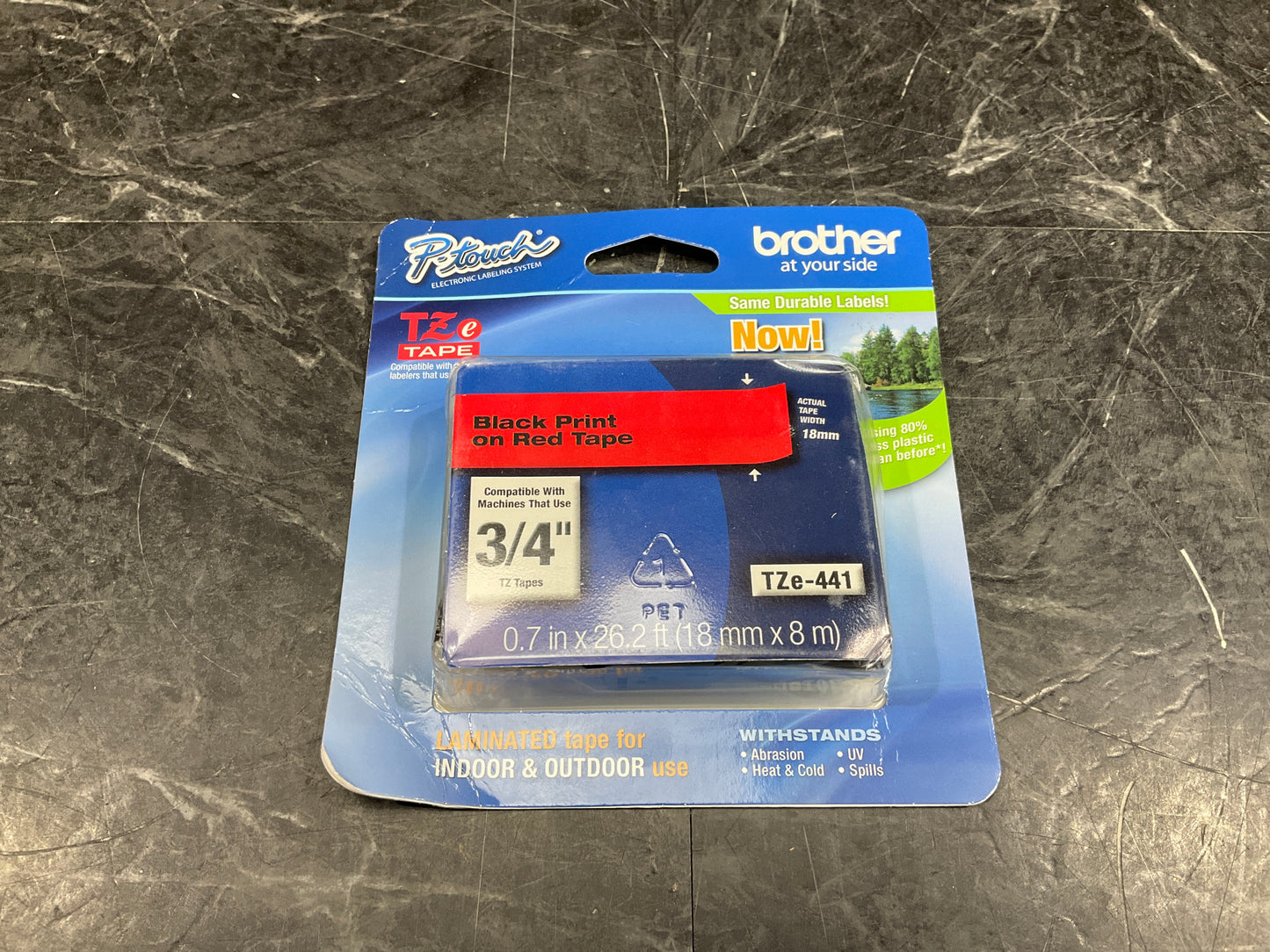 Brother-Laminated-Tape--Black-on-Red-