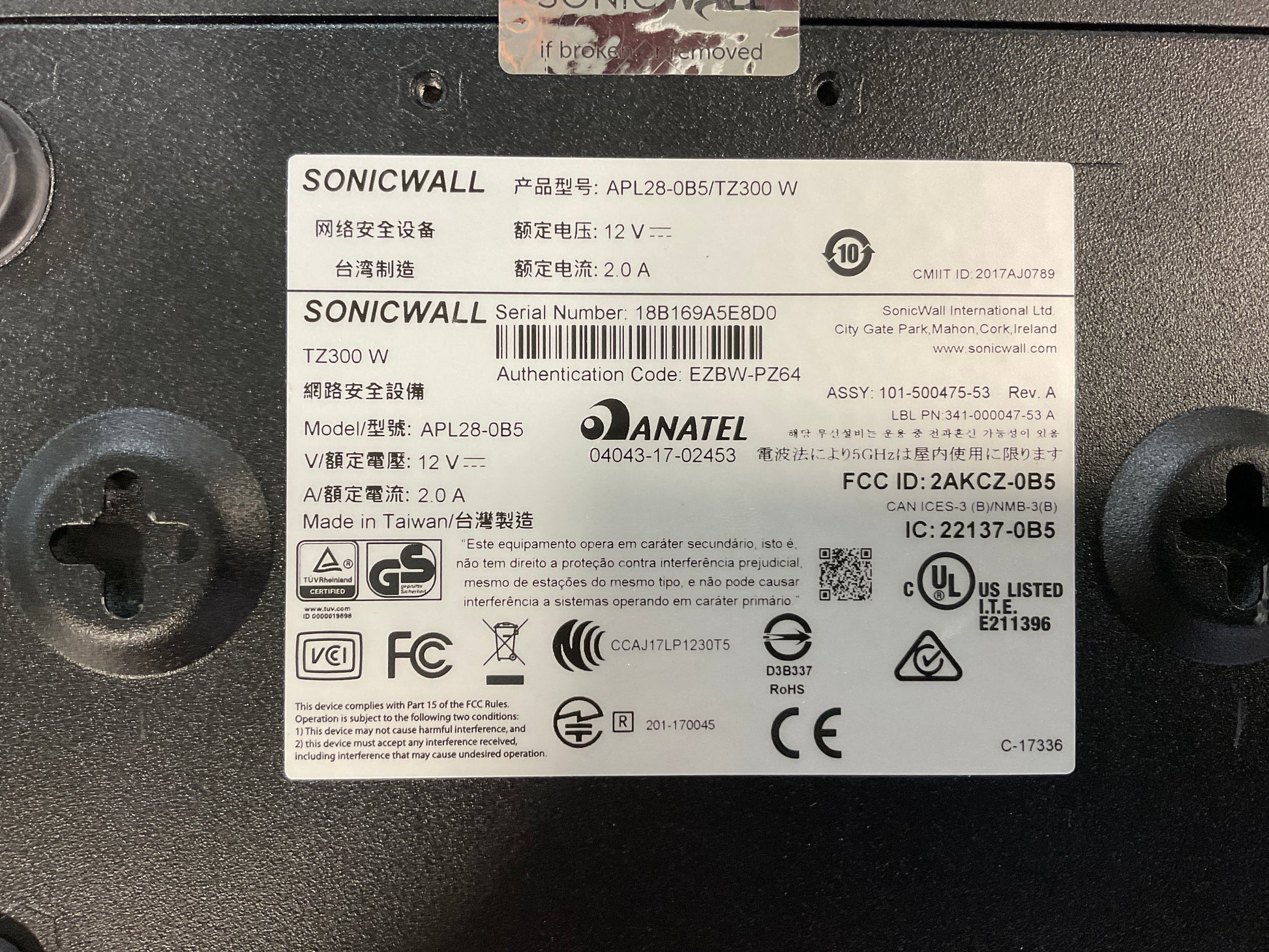 SonicWall-TZ-300W-Internet-Appliance-